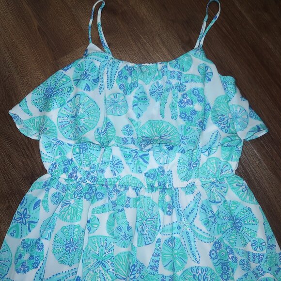 Womens Lilly Pulitzer for Target Aqua Blue Sea Urchin Ruffle Sun Dress Plus 1X - Picture 4 of 6